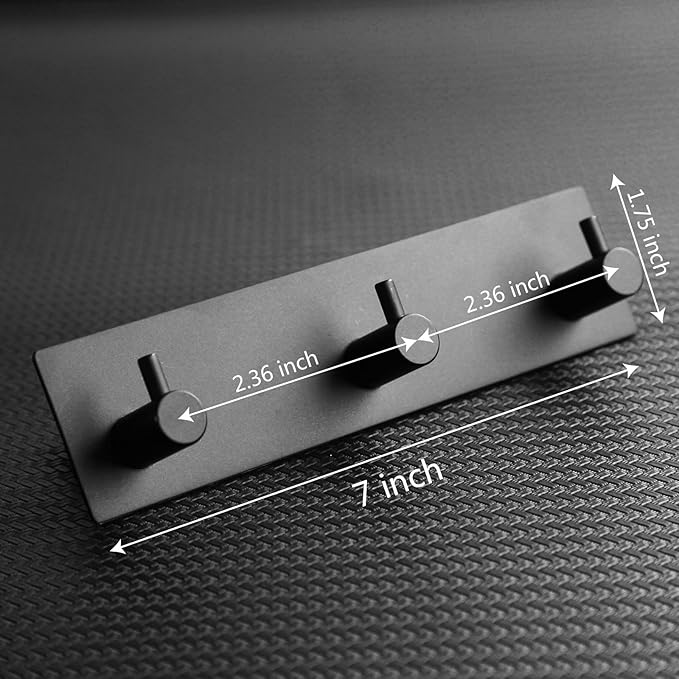 Self Adhesive Towel Hooks for Bathrooms Black Stick on Wall Hooks Bath Adhesive Towel Hanger Peel and Stick Matte Black Shower Hooks for Wall Adhesive Coat Hook for Wall Mount 3 Hooks