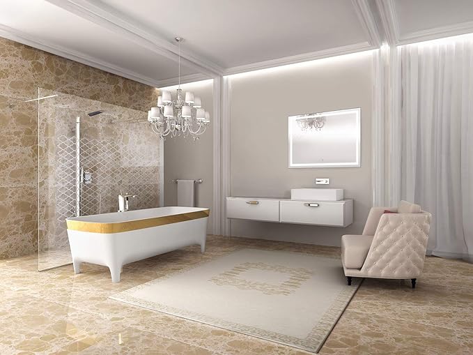 Krugg | Large 48 Inch X 36 Inch LED Bathroom Mirror | Lighted Vanity Mirror Includes Dimmer & Defogger | Wall Mount Vertical or Horizontal Installation
