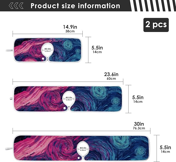 Sink Faucet Absorbing Mat Kitchen Sink Splash Guard Splash Faucet Drip Catcher for Bar RV Bathroom 2PCS 30x5.5in Starry Night Sky Swirling Neon Blue