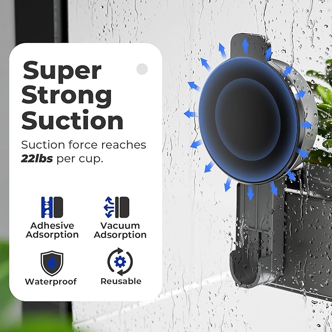BREIS Shower Caddy Suction Cup, No Drill Shower Shelves, Rustproof Suction Showers Organizer, Large Capacity Bathroom Shower Organizer Storage Rack, Bathroom Caddy for Home Decorate