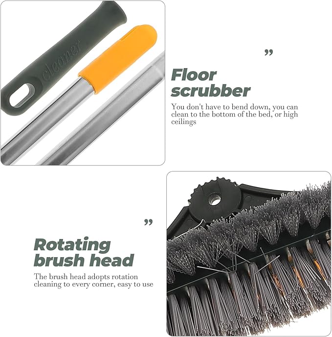 BESPORTBLE Floor Brush with Long Handle and V-Shaped Double-Sided Scrub Brush for Bathroom Tile Grout Cleaning, Non-Scratch Floor Scrubber for Shower Corners and Wall Cleaning Random Color