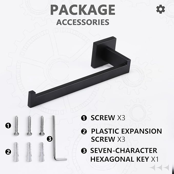 LANC Bathroom Hand Towel Holder Left Side Matte Black Hand Towel Bar 10 Inche Square Towel Ring for Kitchen Cabinet Toilet Door Wall Mount Stainless Steel Towel Racks Hanger,A8806MB-LF