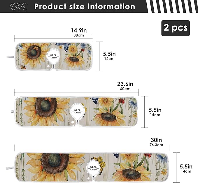 Sink Faucet Absorbing Mat Kitchen Sink Splash Guard Splash Faucet Drip Catcher for Bar RV Bathroom 2PCS 23.6x5.5in Watercolor Cornflower Sunflower
