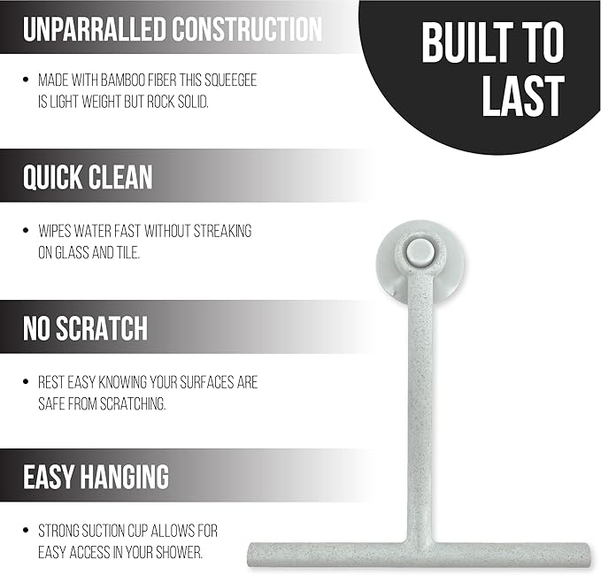 Splash Home Jasmine Eco-Friendly Shower Squeegee, Grey