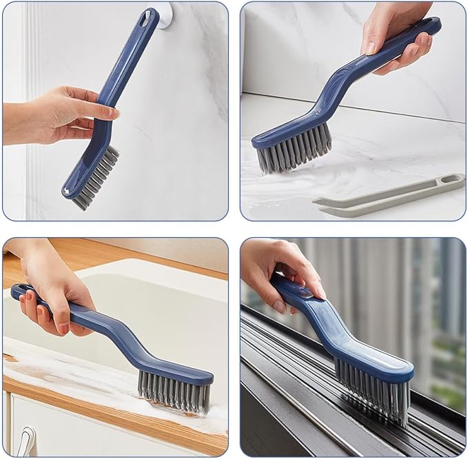 Luxshiny 2pcs Crevice Cleaning Brush with Hard Bristles, Long Handle Floor and Bathroom Scrub Brush for Narrow Gaps and Corners, Household Cleaning Tool for Tile Grout and Wall Corners