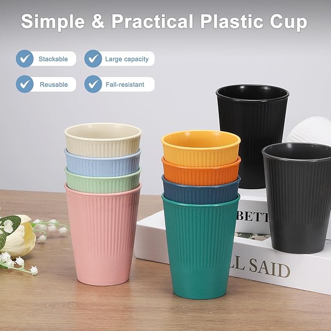 uxcell 4 Pcs Simple Toothbrush Cup, 3.3 x 3.3 x 4.2 Dishwasher Safe Bathroom Tumbler Reusable Plastic Cup Set for Storing Toothpaste Combs, Light Pink