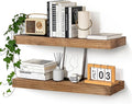 Floating Wall Shelves 24x6.8x1.7 Inch – Solid Wood Rustic Shelves in Dark Oak Finish – Wall Mounted Display Shelf for Bathroom, Kitchen, Bedroom – Set of 2
