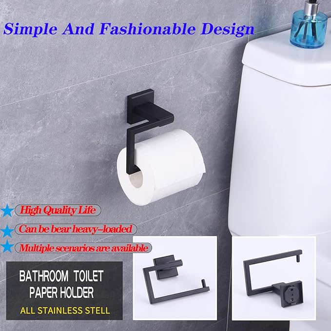 GERZ Bathroom Toilet Paper Holder SUS 304 Stainless Steel Matte Black Tissue Paper Roll Holder Wall Mount JG1905-BK