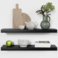 Homeforia Black Floating Shelves 30 inches Long, High End Solid Real Wood 30 inch Floating Shelf for Wall Mounted, Black Wooden 30in Floating Shelves, Heavy Duty Bracket, 30 X 6.5 X 1.75 in, Set of 2