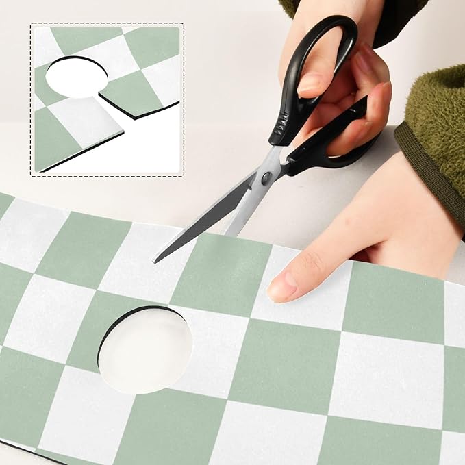 Kitchen Sink Splash Guard 2 PCS 30 Inch Sink Faucet Mat Splash Guard for Bathroom Countertop Water Absorbent Foldable Cuttable Soft Washable Checkered White and Green
