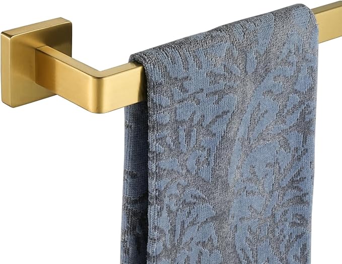 JQK Gold Towel Bar, Rounded Edges 18.41 Inch Towel Rack, 304 Stainless Steel Bathroom Wall Mount, Useable Length 16 Inch, TB250L16-BG
