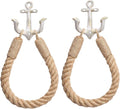 2 Pcs Nautical Toilet Paper Holder Rustic-Industrial Wall-Mounted Nautical Toilet Paper Towel Ring with Metal Hook for Bathroom Decor(White+White)