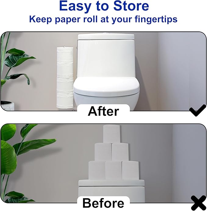 Toilet Paper Holder for 4 Rolls Tissue, Over The Tank Toilet Paper Holder, Stainless Steel Rustproof Toilet Paper Storage Wall Mount, fo Bathroom Storage and Organization, Silver, 1 PC
