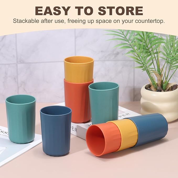 uxcell 2 Pcs Simple Toothbrush Cup, 2.8 x 2.8 x 3.9 Inch Bathroom Tumbler Reusable Plastic Cup Set for Storing Toothpaste Toothbrushes Combs Water Beverages, Yellow