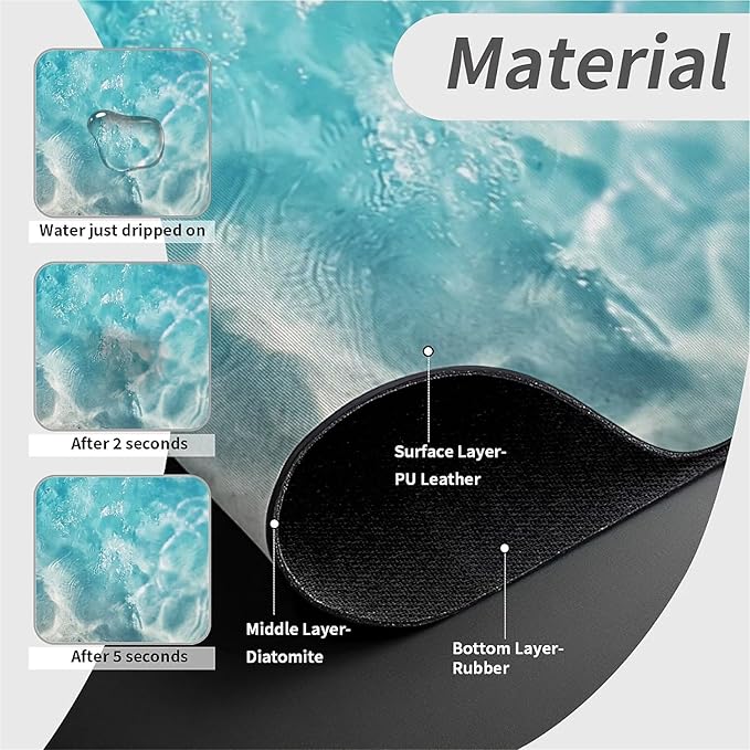 Kitchen Sink Splash Guard，Starfish Shell Beach Faucet Mat Sink Gadgets-Super Absorbent Fast Drying Mat Drip Catcher for Kitchen, Bathroom,Sink Mat, Dish Drying Mat, Bathroom(15" X 5.5" )