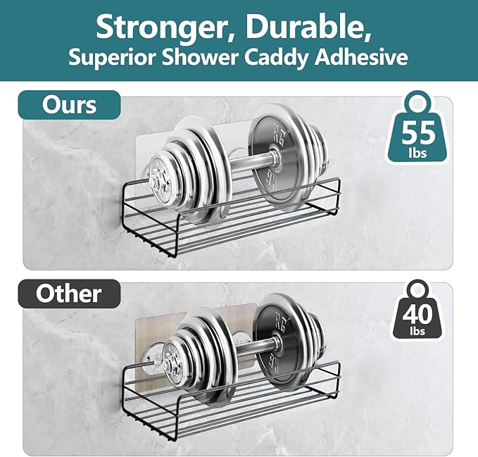 8 Pack Shower Caddy Adhesive Replacement, Strong Shower Shelf Adhesive Hooks for Corner Shelf Basket, Bathroom Rack, Kitchen Rack and Soap Holder
