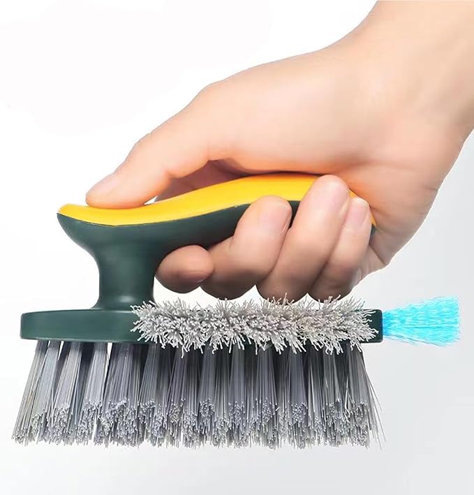 4-in-1 Grout Brush with Squeegee,Durable Bristles,Heavy-Duty Scrub Brushes for Cleaning with Stiff Bristles Cleaning Brush for Bathroom & Kitchen,Tile Floors Bathroom Wall/Corner/Window (Green)