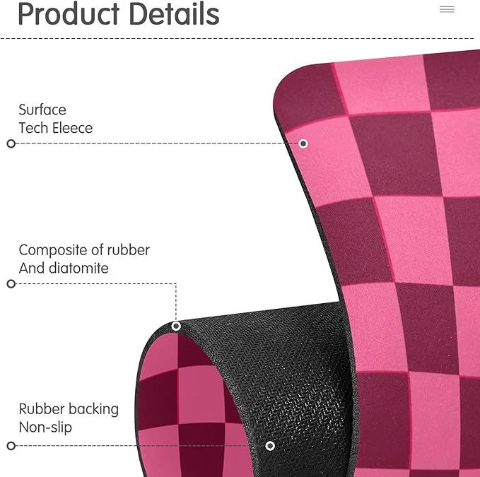 Checkered Hot Pink Kitchen Sink Splash Guard Sink Faucet Mat Faucet Handle Drip Catcher Drain Mats for Kitchen Bathroom Countertop Absorbent Dish Drying Pad 2Pack 14.7x5.4IN