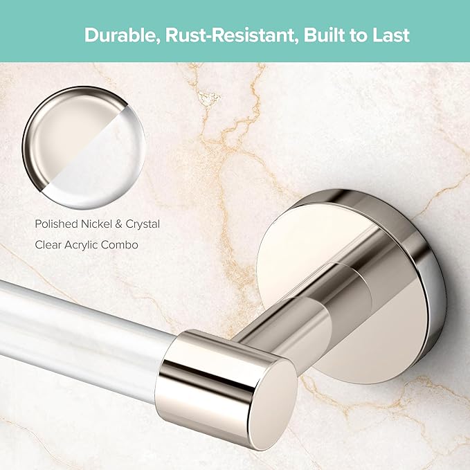 Gatco Clarion 18" L Towel Bar, Crystal-Clear Acrylic Polished Nickel