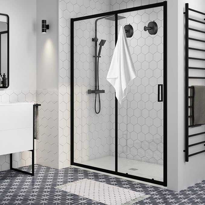 DGYB Suction Cup Hooks for Shower Set of 2 Removable Stainless Steel Towel Hook for Bathroom Glass Window Door Wall and Suction Wreath Hook for Hanging Robe, Loofah, Coat - Black