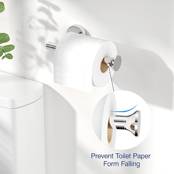 Toilet Paper Holder Wall Mount Bathroom Paper Roll Holder Tissue Handle Stainless Steel for Farmhouse Kitchen Silver Chrome