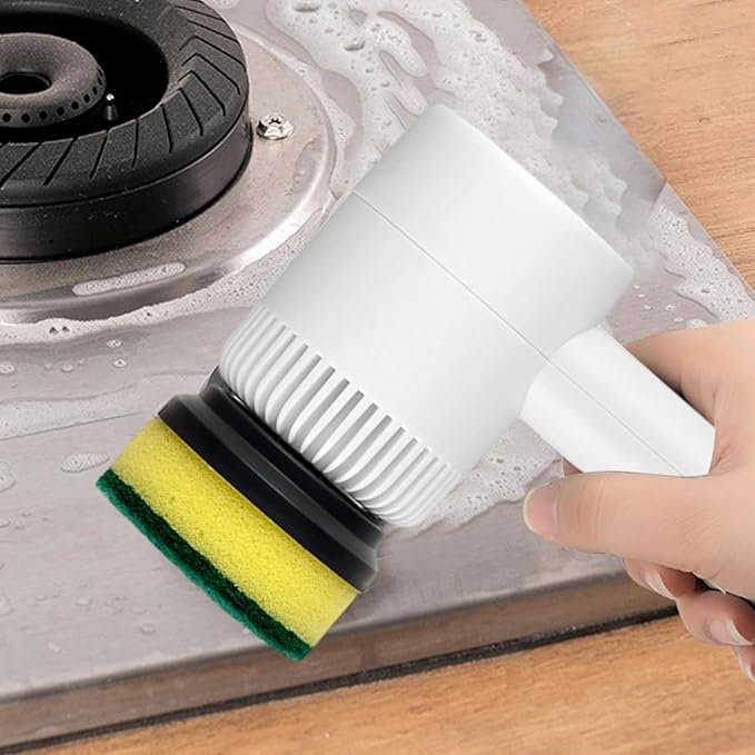 Electric Spin Scrubber, Electric Cleaning Brush with 6 Brush Heads, Rotating Head Powerful Spin Scrubbers, Multipurpose Electric Cleaning Brush for Kitchen Bathroom and Floor