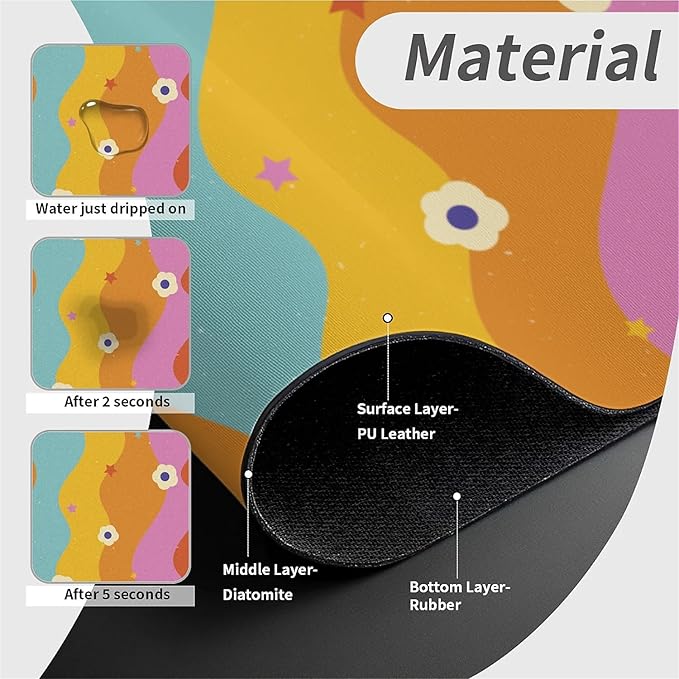 Faucet Draining Mat For Kitchen Sink, Rainbow Flowers Diatom Mud Absorbent Drain Pad For Bathroom Kitchen Sink Splash Guard Drying Mat