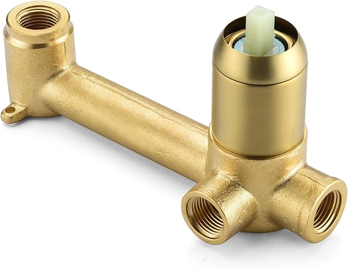 sumerain Bathroom Vanity Basin Faucet Wall Mount Left-Handed Single Handle with Rough in Valve, Brushed Gold