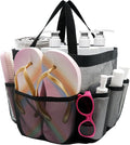 Mesh Shower Caddy Portable, Shower Tote Bag for Dorm Room Essentials, 8 Pockets Large Shower Basket for College Gym Beach Camping (1, Black)