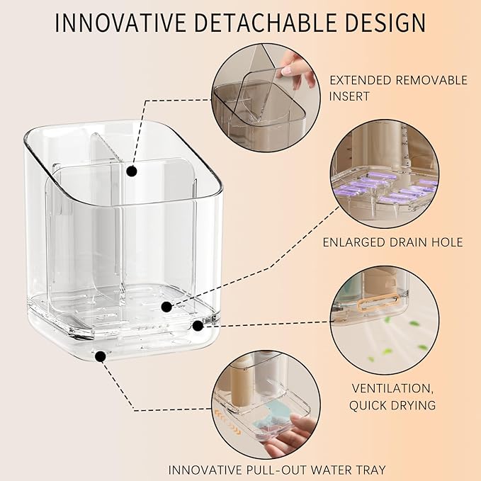 Electric Toothbrush Holder，Toothbrush and Toothpaste Holder for Bathroom,3 Slots Toothbrush Organizer with Adjustable Dividers for Bathroom/Kitchen/Office/Kids