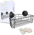 Gecko-Loc Corner Bathroom Shower Caddy shelf organizer suction cup wall storage basket - bath kitchen shampoo accessories shelves organizers caddies - Black
