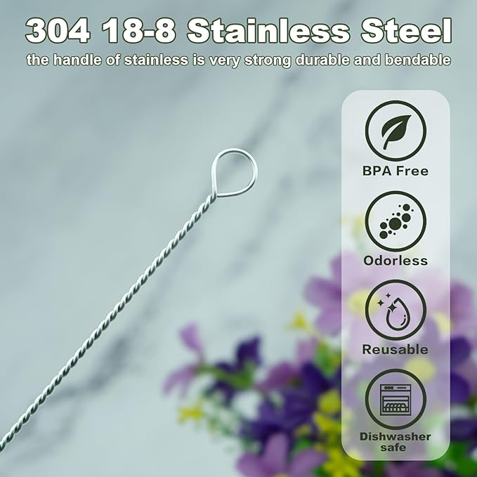 Straw Cleaner Brush for Stanley, 10Pcs Reusable Extra Long Straws Cleaning Brush for 14oz 20oz 30oz 40oz Stanley Mug, Cleaning Brushs for All Plastic, Glass, Stainless and Silicone Straw