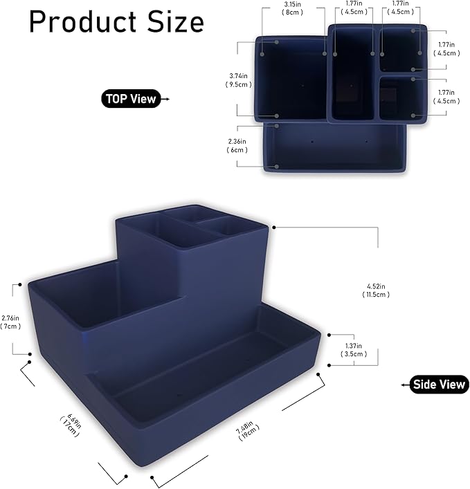 Toothbrush Holder, Bathroom Countertop Organizer, Bathroom Accessory Storage, Vanity Multi Use Holder for Electric Toothbrush Toothpaste Razor Mouthwasher and Others (Rubber Paint Navy Blue)