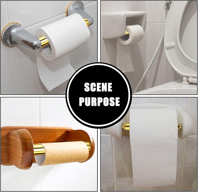 Shappy 4 Pcs Universal Toilet Paper Holder Replacement Rod Spring Loaded Plastic Retractable Paper Replacement Rod Toilet Tissue Roll Holder Insert for Bathroom Home Fixture Accessories (Gold)