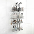 Aluminum Alloy Hanging Shower Caddy for Handheld Shower Heads, 4-Tier Adjustable Shower Rack, Rustproof Hose Hanging Shower Organizer with 2 S-Hooks, Silver