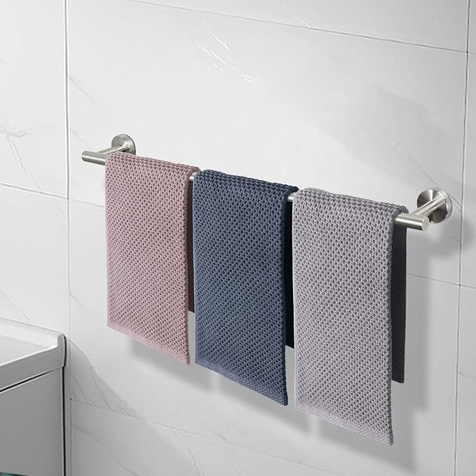 NearMoon Bath Towel Bar, Thicken Stainless Steel Shower Towel Rack Holder Wall Mounted for Bathroom, 33-lnch Overall Length-30-lnch Usable Hanging Space (1 Pack, Brushed Nickel)