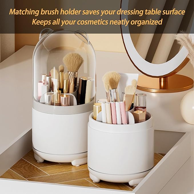 Toothbrush Holders for Bathrooms,Rotating 5-Slot with Cover and Draining Water,Kids Electric Toothbrush Holder and Toothpaste Stand Storage for Bathroom Accessories Counter Organizer Vanity