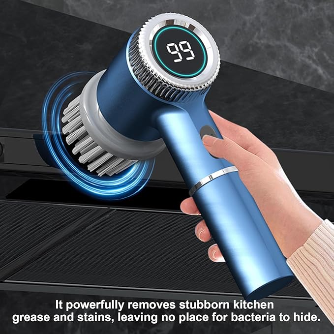 Diydeg Electric Spin Scrubber, Rechargeable Cordless Cleaning Brush, Water Proof Shower Scrubber with 5 Replaceable Brush Head and 3 Speed Setting for Bathroom, Kitchen and Window
