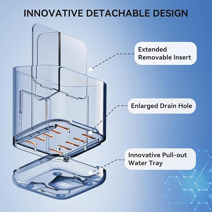 Toothbrush Holders for Bathrooms, 3 Slots Detachable Electric Toothbrush Holder Wall Mounted with Divider, Removable Tooth Brush and Toothpaste Holder Organizer for Bathroom/Kitchen/Office