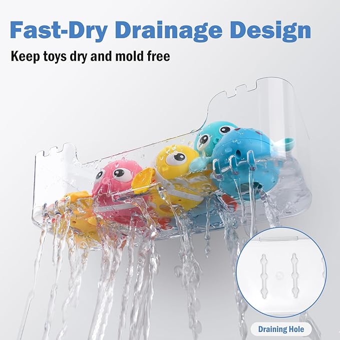 2 Pack Acrylic Shower Shelves, Adhesive Shower Organizer Wall Mounted Shower Caddy Bathroom Organizers and Storage No Drilling, Quick-Dry, Easy to Clean and Install, Clear