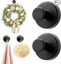 Upgraded Suction Cup Hooks for Shower, Heavy Duty Removable Towel Hooks for Bathroom Glass Door Wall, Stainless Steel Shower Hooks for Towel & Loofah (2 Pack, Black)