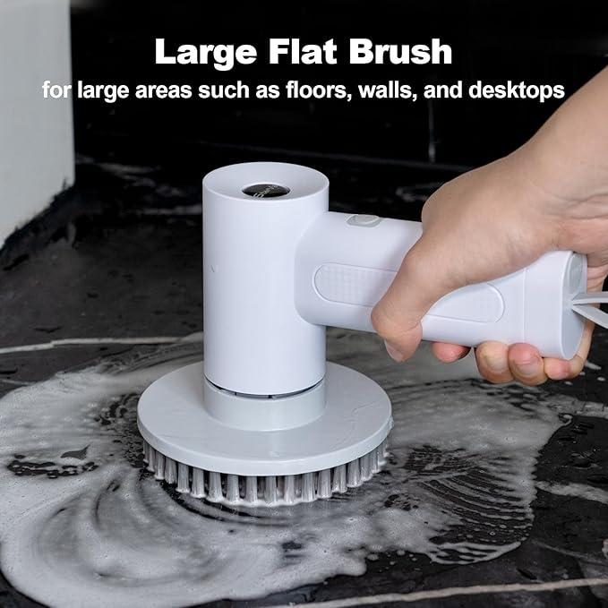 Large Flat Brush Heads for Electric Spin Scrubber Cleaning Floors, Tiles, Countertops, Walls