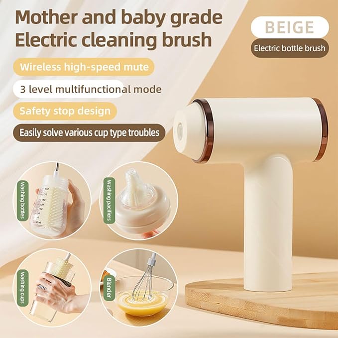 Rechargeable Electric Bottle Scrubber 1000mAh 3 Brush Heads 12Inch Protein Coffee Cups Pace Electric Cup Cleansing Brush