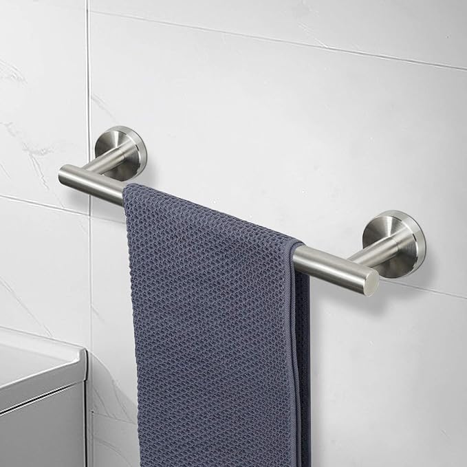 NearMoon Bath Towel Bar, Thicken Stainless Steel Shower Towel Rack Holder Wall Mounted for Bathroom, 16-lnch Overall Length-13-lnch Usable Hanging Space (1 Pack, Brushed Nickel)