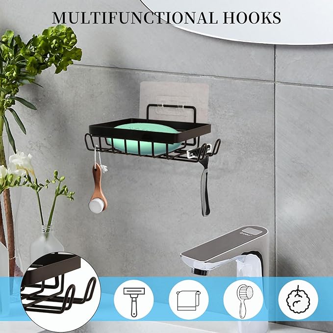 Soap Holder Self Draining Soap Dish Razor Holder for Shower Wall Not Punched Easy Clean Bar Soap Holder Fit for Bathroom, Kitchen Sink