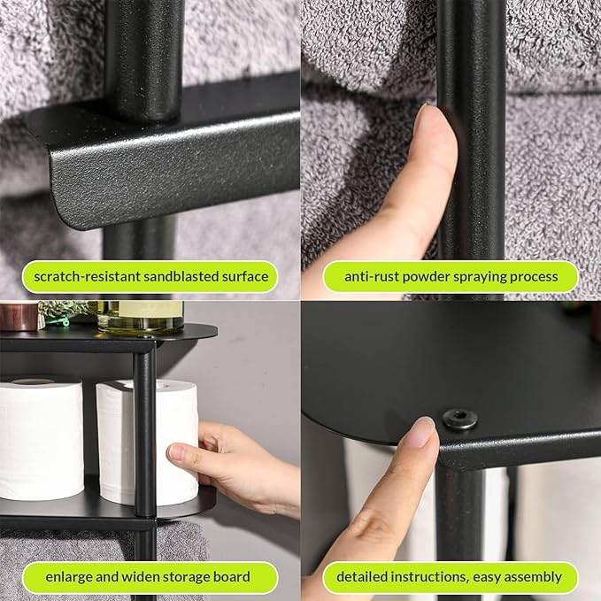 simpletome Towel Racks for Bathroom Storage Shower Organizer 31 inch Wall Mounted with Shelves Can Holds 6 Large Towels Thickened Carbon Steel(Gold)
