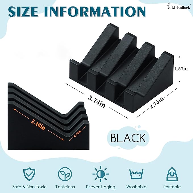 Silicone Soap Dish for Bar Soap Holder for Shower Bathroom Self Draining Waterfall Drying Tray Keep Soap Bars Dry Clean & Easy Cleaning (Black1, 1)