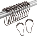 Amazer Bronze Shower Curtain Hooks, 12PCS Rust-Resistant Metal Shower Hooks Ring Shower Rings for Curtain, Rolling Shower Curtain Rings for Bathroom Shower Rod Shower Curtain Hangers