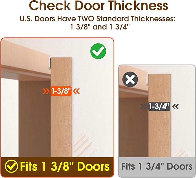 Over The Door Hooks Hanger with 7" Arms for Hanging, J7U, Perfectly Fits US Standard 1 3/8-inch Doors, Towel Rack Bathroom Organizer Holder, White