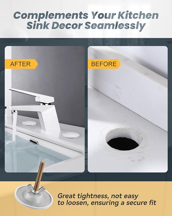 Kitchen Sink Hole Cover, Faucet Hole Cover for Kitchen Sink, Tap Hole Plate Stopper Cover Blanking Brass Metal Plug, Biscuit White